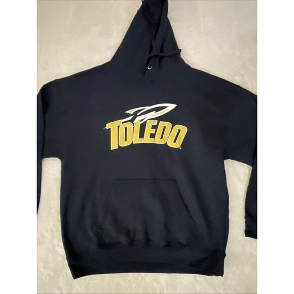 Mens  Drawstring Hoodie Pullover XL Spell Out University of Toledo Blue NWT - Picture 3 of 8